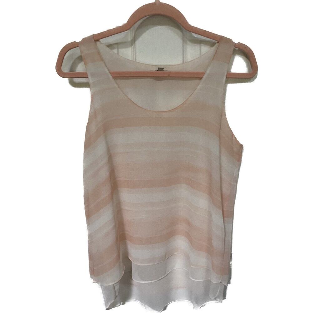 Calvin Klein Jeans Peach/Pink Striped Hi Low Tank Top Festival Concert Career